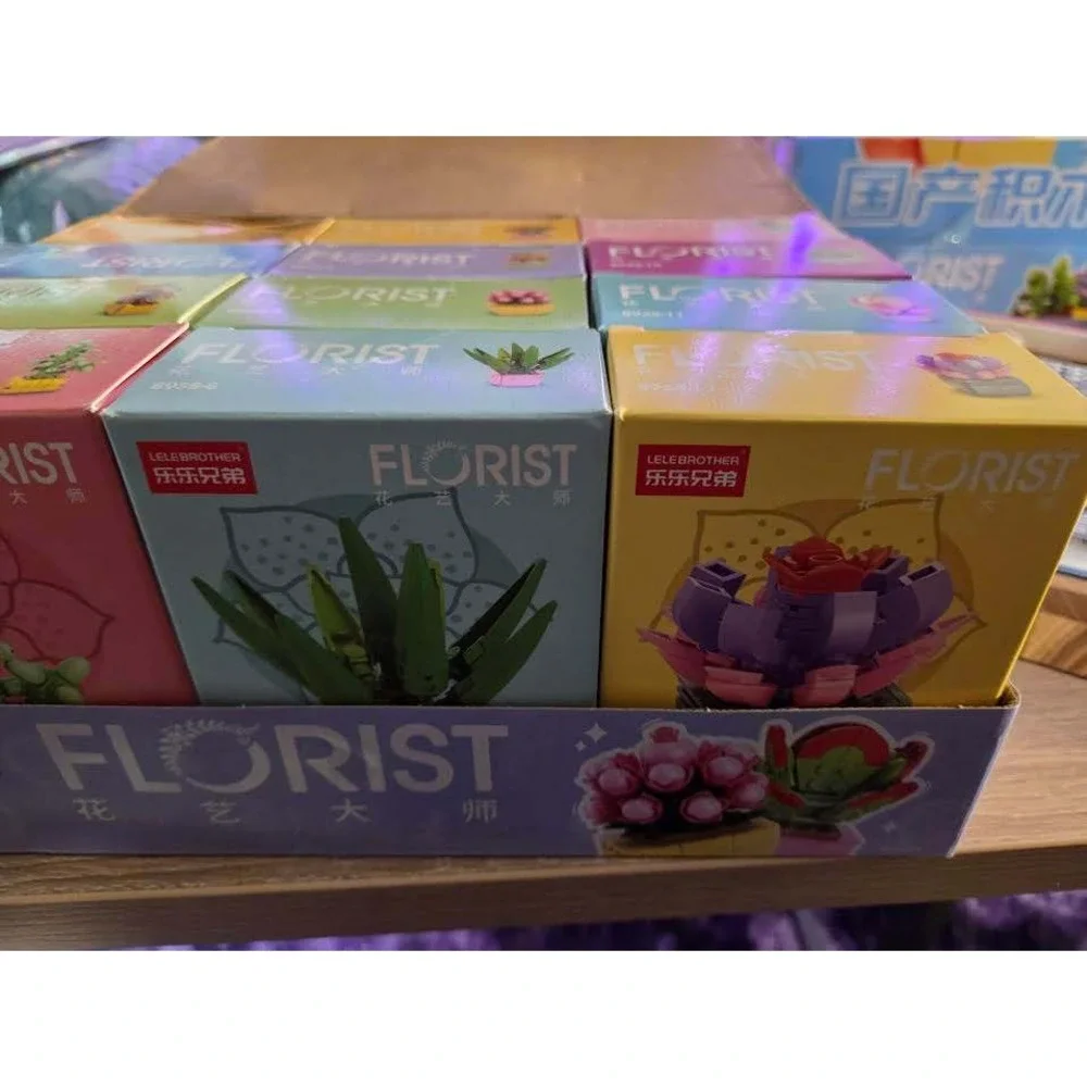 Lele Brother Florist Succulent Building Blocks Set 12 Pack 8938 Mini Potted Plan